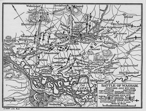 Slaget vid Wagram, positioner 5 juli 1809, 1896. av Unbekannt