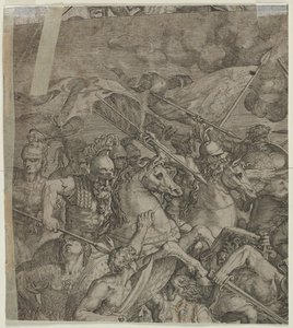 Battle of the Milvian Bridge fragment tergo, 1500-tal. av Unbekannt