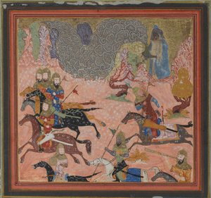 Bazur, the Magician, Raises up Darkness and a Storm, Folio from a Shahnama..., ca. 1430-40. av Unbekannt
