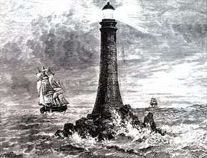 Bell Rock fyr i en storm. av Unbekannt