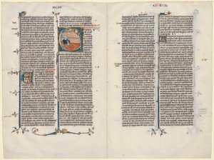 Bifolium från en bibel: Initial E[t factum est] med Hesekiel, ca. 1290. av Unbekannt