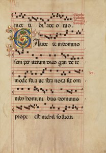 Bifolium med Foliated Initial C, från en gradvis, italiensk, andra hälften av 1400-talet. av Unbekannt