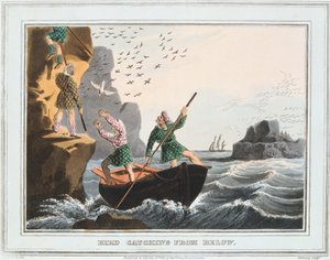 Fågelfångst underifrån, Shetlandsöarna, 1813 av Unbekannt