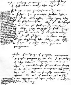 Biskop Latimers argument mot den katolska läran om skärselden med marginalanteckningar gjorda av kung Henrik VIII, ca 1538 (penna och bläck på papper) av Unbekannt