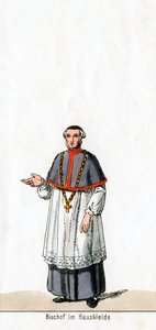Biskop i husklänning, kostymdesign för Shakespeares pjäs, Henry VIII, 1800-talet av Unbekannt