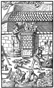 Masugn för smältning av järnmalm, 1556 av Unbekannt