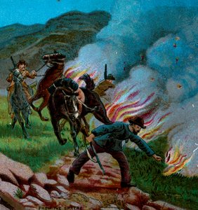 Boers Fireing the Veldt, 1900 av Unbekannt