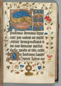 Tidsbok Användning av Metz: Fol. 27r, dekorerade initialer, ca. 1440. av Unbekannt