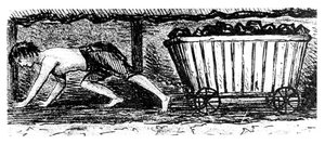 Pojkputter som ritar en lastbil som innehåller kol längs en 24 tum hög söm, Halifax, Yorkshire, 1848 av Unbekannt