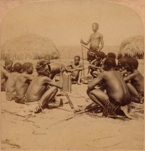Braves of a Zulu Village håller ett råd, nära Umlaloose River, Zululand, S.A., 1901 av Unbekannt