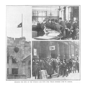 Breaking the News of Titanics-förlusten med över tolvhundra liv till London den 20 april 1912. av Unbekannt