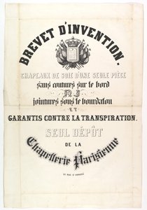 Patent. Sidenhattar i ett stycke..., 1800-tal. av Unbekannt