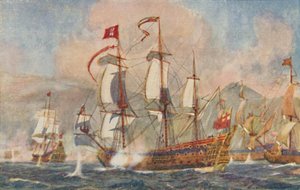Brittiskt krigsskepp från 1600-talet, 1924 av Unbekannt