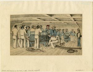 Brittiska sjöskyttar på gevärsdäck, ca. 1850 av Unbekannt