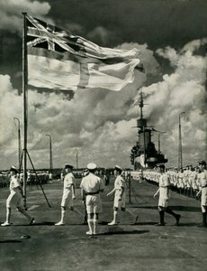 Brittiska sjömän på däcket av ett hangarfartyg, andra världskriget, c1943. av Unbekannt