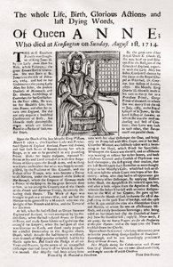 Broadside publicerad om drottning Annes död, 1714 1906 av Unbekannt