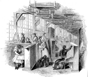 Broadwoods pianofabrik, Horseferry Road, Westminster, London, 1842 av Unbekannt