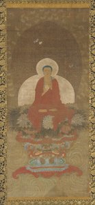 Buddha tronade på en matta av Kusa-gräs, 1600-talet. av Unbekannt