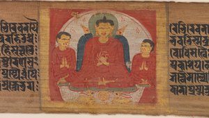 Buddha med sina händer upphöjda i Dharmacakra Mudra..., ca. 1090. av Unbekannt