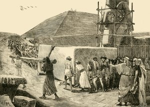 Bygga en pyramid, 1890. av Unbekannt