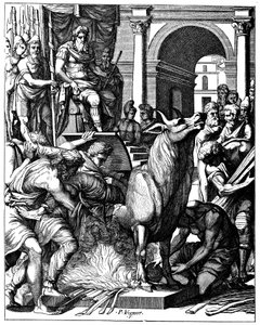 Bull of Phalaris, tyrann av Agrigentum, Sicilien, c570 f.Kr. 1500-talet av Unbekannt