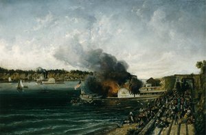 Bränning av Sidewheeler Henry Clay, ca. 1854-60. av Unbekannt
