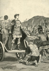 Caesar tilltalar Malcontent-legionerna på Campus Martius, 1890. av Unbekannt