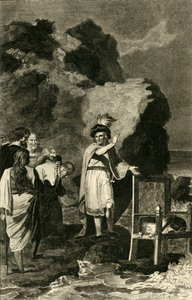 Knut tillrättavisar sina hovmän, 1700-1800-talet. av Unbekannt