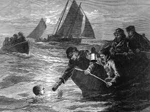Kapten Matthew Webb, den första mannen att simma Engelska kanalen, 1875 av Unbekannt