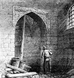 Källare under Houses of Parliament House på kung James I:s tid, c1902 av Unbekannt