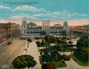 Central Park, Plaza Hotel och Politeama Building, Havanna, Kuba, c1920 av Unbekannt