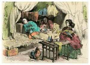 Kinesiska opiumrökare, 1800-talet av Unbekannt