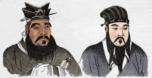 Kinesiska porträtt av Konfucius och hans store anhängare Mencius, 1907 av Unbekannt