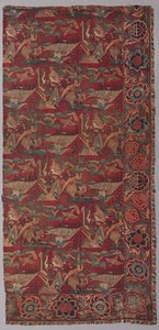 Chintz sängöverdrag eller hängande med japanskinspirerat mönster, högra halvan, första halvan av 1700-talet. av Unbekannt
