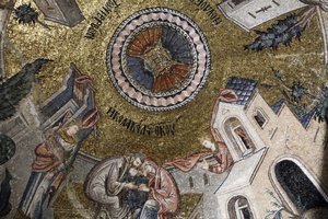 Chora kyrkomuseum: mosaik som visar Jungfru Maria som tar emot kärlek från sina föräldrar Joachim & Anne Istanbul Turquie av Unbekannt