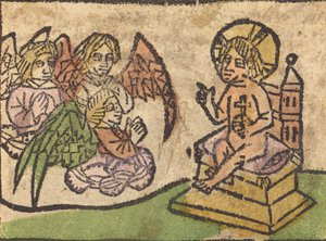 Kristusbarn med tre änglar, ca. 14601470. av Unbekannt