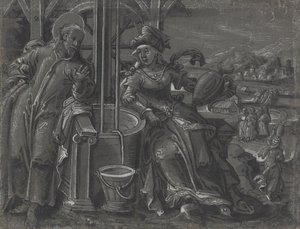 Kristus och kvinnan i Samaria [verso], ca. 1600. av Unbekannt