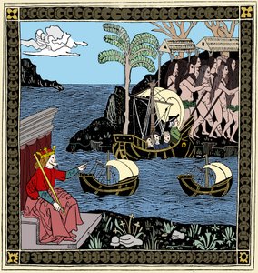 Christopher Columbus Discovering America, träsnitt, 1493 av Unbekannt
