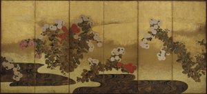 Krysantemum vid en bäck, Edo-period, 1800-talet. av Unbekannt