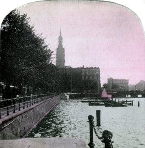 Stadshuset och Alster, Hamburg, Tyskland, sent 1800-tal av Unbekannt