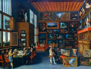 Cognoscenti i ett rum hängt med bilder, c1620 av Unbekannt