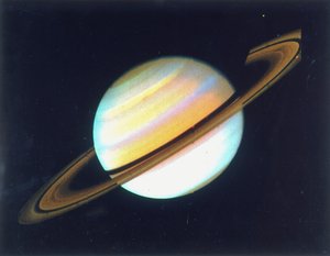 Färgförbättrad bild av Saturnus, 1980 av Unbekannt