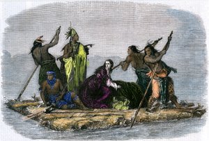 Comancher som bär bort en fången flicka, c1860 av Unbekannt