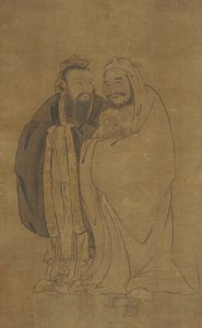 Konfucius och Buddha vaggar en Qilin, Ming-dynastin, 1400-talet. av Unbekannt