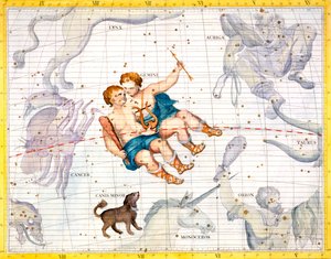 Konstellationer av Tvillingarna och Canis Minor, 1729 av Unbekannt