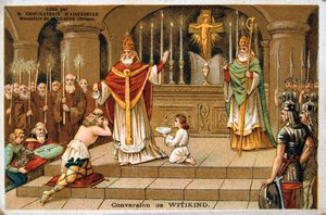 Conversion of Witikind, 785 AD, 1800-talet av Unbekannt