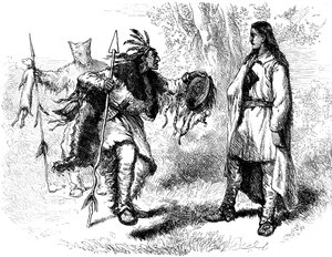 Konverterade indianer och powwows, c1600-talet c1880 av Unbekannt