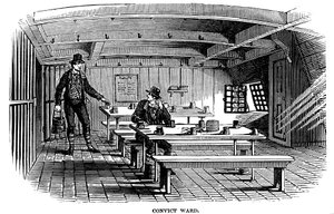 Fångad avdelning ombord på fängelsehulken Warrior i Woolwich, London, 1848 av Unbekannt