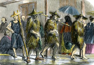 Coolies i Hong Kong, i vått väder, c1875 av Unbekannt