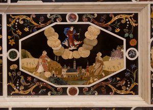Corbarelli, St. Corona kyrka, steninläggningsarbete av Unbekannt